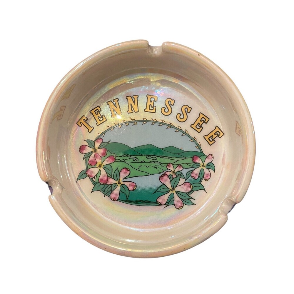 Vintage Tennessee Ashtray Colorful Iridescent Pink Green
